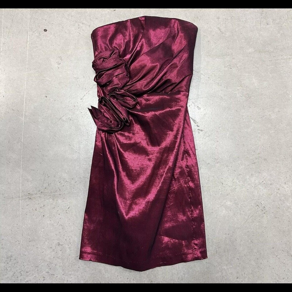 Vintage Jessica McClintock Gunne Sax Metallic Pink Strapless Corset Dress Size 1